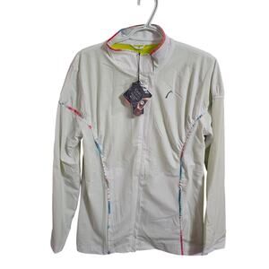 Swingdish White Multicolor Asymetrical Zipper Golf Jacket XL‎